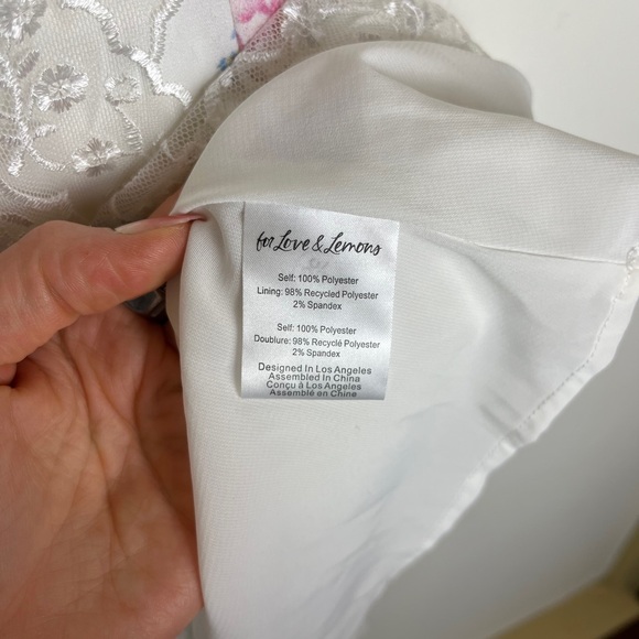 NWT For Love & Lemons Dakota Mini Dress L Floral Lace Babydoll Coquette Bridal - Picture 10 of 11